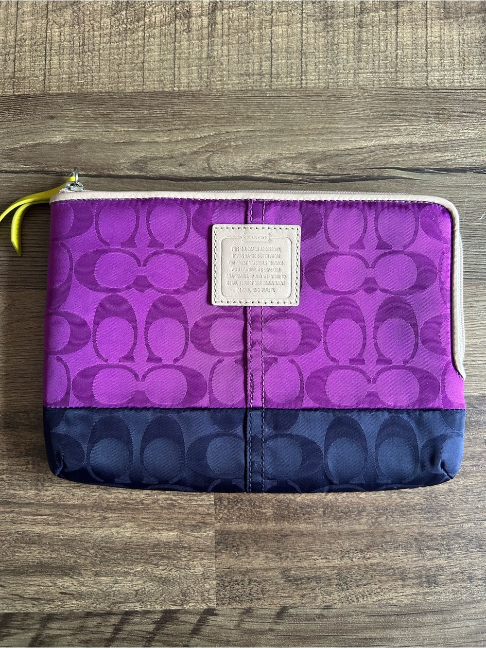 Y2K Vintage Coach Weekend Nylon E-reader Tablet Sleeve Violet Navy 65860